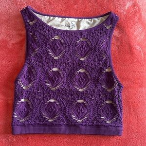 Intimately Free People Purple Crochet Crop Tank Top Size xS/S